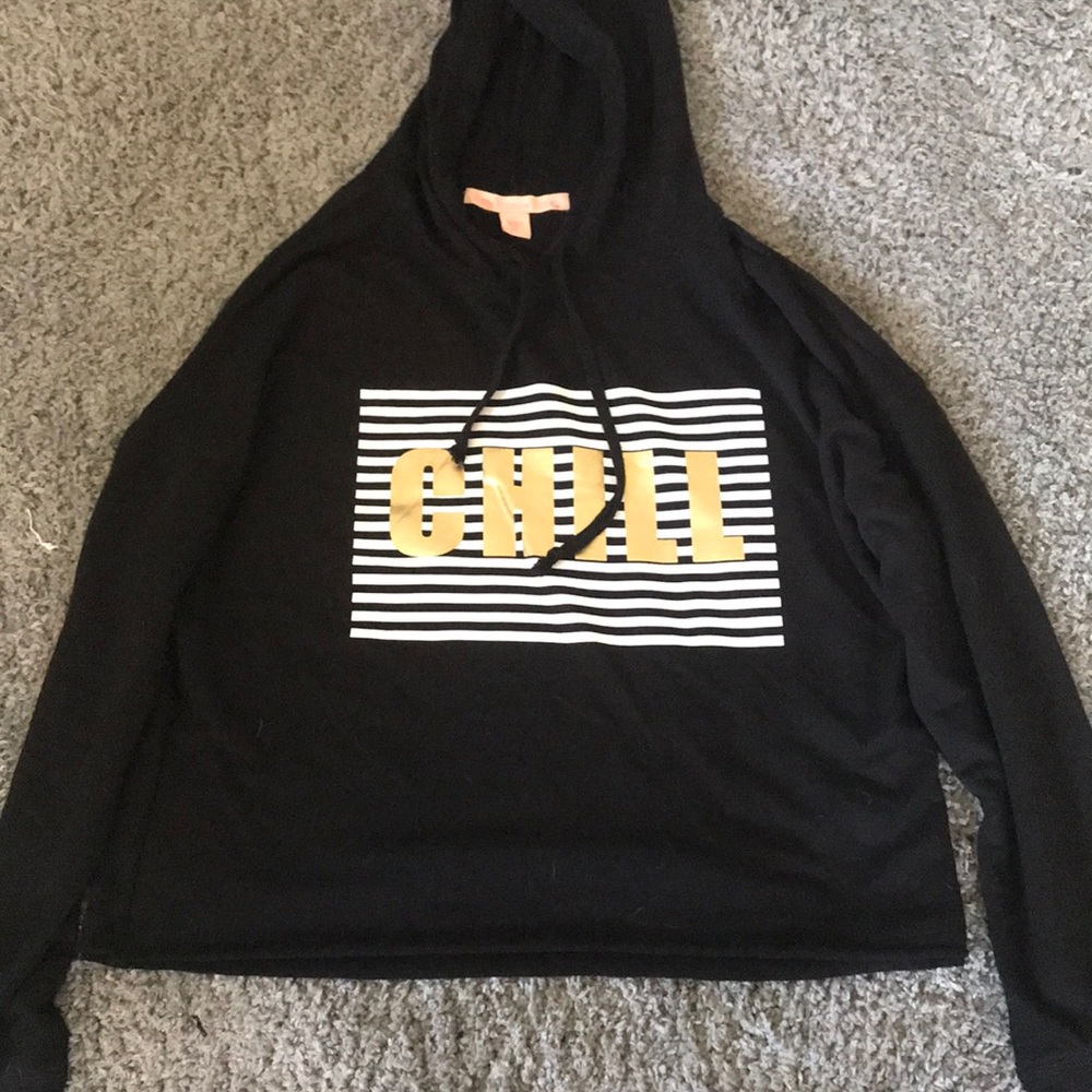 Light black white and gold hoodie cropped